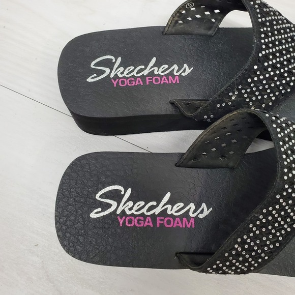 Skechers Yoga Foam Beeded Flip Flops Womens 9 Boho Fast Shipping - Picture 11 of 14